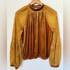 Free People Golden Velvet Blouse